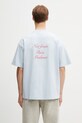 Odzież Drôle de Monsieur Le T-Shirt Slogan Calligraphy t-shirt męski bawełniany K.TS209.CO002.LBE niebieski