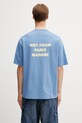 Drôle de Monsieur Le T-shirt Slogan t-shirt bawełniany męski niebieski K.TS203.CO002.ATBL