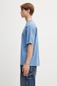 Drôle de Monsieur Le T-shirt Slogan t-shirt bawełniany męski K.TS203.CO002.ATBL niebieski SS26