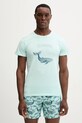 Vilebrequin t-shirt bawełniany THOM nadruk turkusowy THODP307