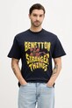 United Colors of Benetton t-shirt bawełniany x Stranger Things nadruk granatowy 3BL0U10BB