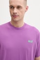 Jack Wolfskin t-shirt treningowy męski bawełniany Celebrate The Paw fioletowy A65912