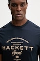 Bavlnené tričko Hackett London tmavomodrá HM5000098