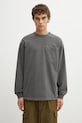 Carhartt WIP longsleeve bawełniany LS Torion Pocket T-Shirt gładkie szary I035958.89B7