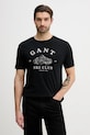 Gant t-shirt bawełniany nadruk czarny 2003388