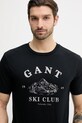 Gant t-shirt bawełniany czarny 2003388