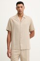 Košulja s dodatkom lana Emporio Armani Underwear casual bež EM000593.AF20590