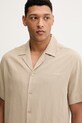 Košulja s dodatkom lana Emporio Armani Underwear bež EM000593.AF20590