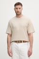 Sisley t-shirt męski bawełniany beżowy 3UYBS104T.