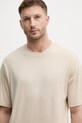 Sisley t-shirt męski bawełniany beżowy 3UYBS104T.