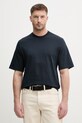 Sisley t-shirt męski bawełniany granatowy 3UYBS104T.