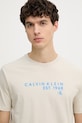 Calvin Klein Jeans t-shirt męski bawełniany beżowy LV04RF800G