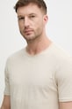 United Colors of Benetton t-shirt męski bawełniany beżowy 3N78U10C2