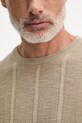 United Colors of Benetton πλεκτό t-shirt ανδρικό με πρόσμιξη λινού 1DC3U10BL μπεζ