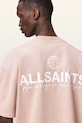 Βαμβακερό μπλουζάκι AllSaints EMBLEM M006PE ροζ