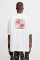 VETEMENTS t-shirt bawełniany Double Biker Cross nadruk biały ME76TR178W