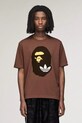 Бавовняна футболка adidas Originals x BAPE надрук коричневий KF4915