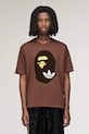 Бавовняна футболка adidas Originals x BAPE надрук коричневий KF4915