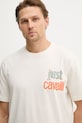 Just Cavalli t-shirt bawełniany beżowy 80OAHT14.CJ500
