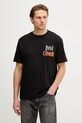 Just Cavalli t-shirt bawełniany nadruk czarny 80OAHT14.CJ500