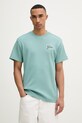 G-Star t-shirt męski bawełniany Script gr turkusowy D28594.C812