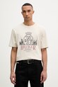 Tommy Hilfiger t-shirt męski bawełniany beżowy MW0MW42377