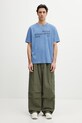 Maison Kitsuné 2002 t-shirt oversize bawełniany męski PM00124KJ7036 niebieski