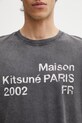 Maison Kitsuné pánske oversize bavlnené tričko 2002 sivá PM00124KJ7036