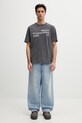 Maison Kitsuné 2002 T-shirt oversize bawełniany męski PM00124KJ7036 szary