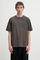 Maison Kitsuné t-shirt męski bawełniany Poetic Script zielony QM00104KJ7025