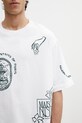 Maison Kitsuné Art Nouveau Stamps t-shirt oversize bawełniany męski biały QM00107KJ0119
