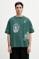 Maison Kitsuné Art Nouveau Stamps t-shirt oversize bawełniany męski zielony QM00107KJ0119