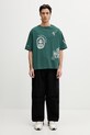 Maison Kitsuné Art Nouveau Stamps t-shirt oversize bawełniany męski QM00107KJ0119 zielony