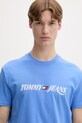 Tommy Jeans T-shirt męski bawełniany niebieski DM0DM22548