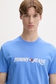 Tommy Jeans T-shirt męski bawełniany niebieski DM0DM22548
