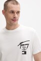 Tommy Jeans tričko pánske bavlnené béžová DM0DM22553