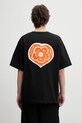 Kenzo GOTS KENZO BOKE HEART OVERSIZE t-shirt bawełniany męski czarny FG55TS4054SY