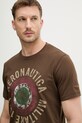 Aeronautica Militare t-shirt bawełniany brązowy TS2538UJ00727