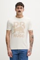 HUGO t-shirt męski bawełniany Dlix_RB beżowy 50559696