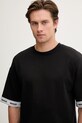 HUGO lounge tričko pánske bavlnené s elastanom TADE T-SHIRT čierna 50559725