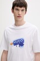 HUGO Blue kratka majica moška bombažna bela 50560049