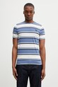 Βαμβακερό μπλουζάκι Fred Perry slim μπλε M1302