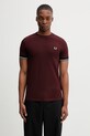 Fred Perry t-shirt in cotone regolare granata M2396