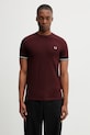 Fred Perry t-shirt in cotone regolare granata M2396