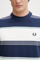 Bavlnené tričko Fred Perry tmavomodrá M2410