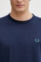 Βαμβακερό μπλουζάκι Fred Perry σκούρο μπλε M3519
