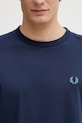 Βαμβακερό μπλουζάκι Fred Perry σκούρο μπλε M3519