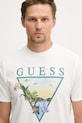 Guess t-shirt męski bawełniany beżowy M6GI49.K3584