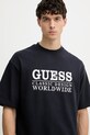Guess t-shirt męski z bawełną granatowy M6GQ25.K3487