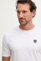 Blauer t-shirt basic męski z bawełną JAN biały BLUH02065